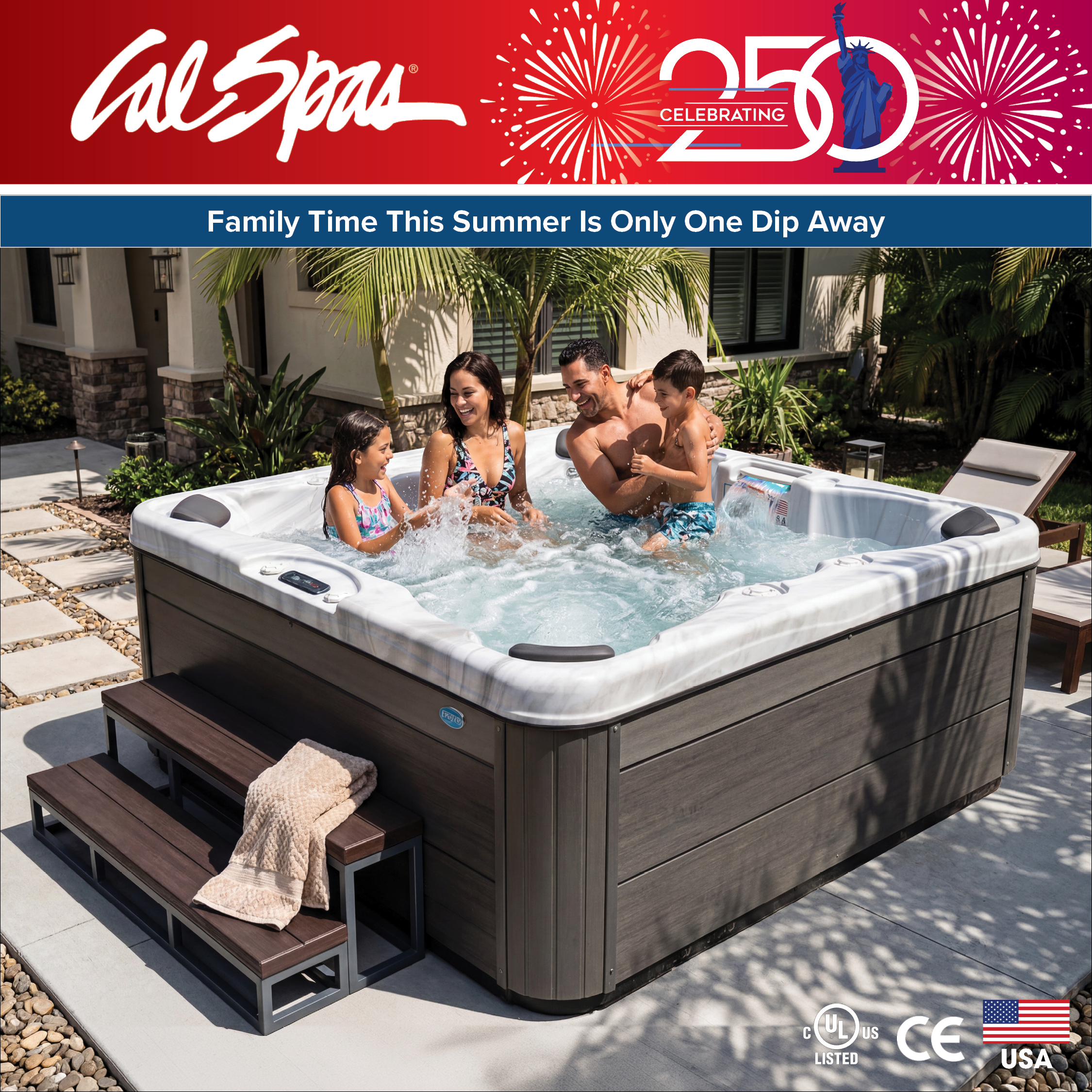 Calspas hot tub being used in a family setting - Commerce City